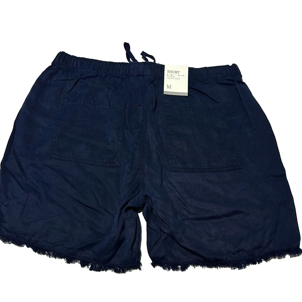 Style & Co. Women's Industrial Blue Drawstring Waist Cut Off Shorts Size Medium - Picture 4 of 7